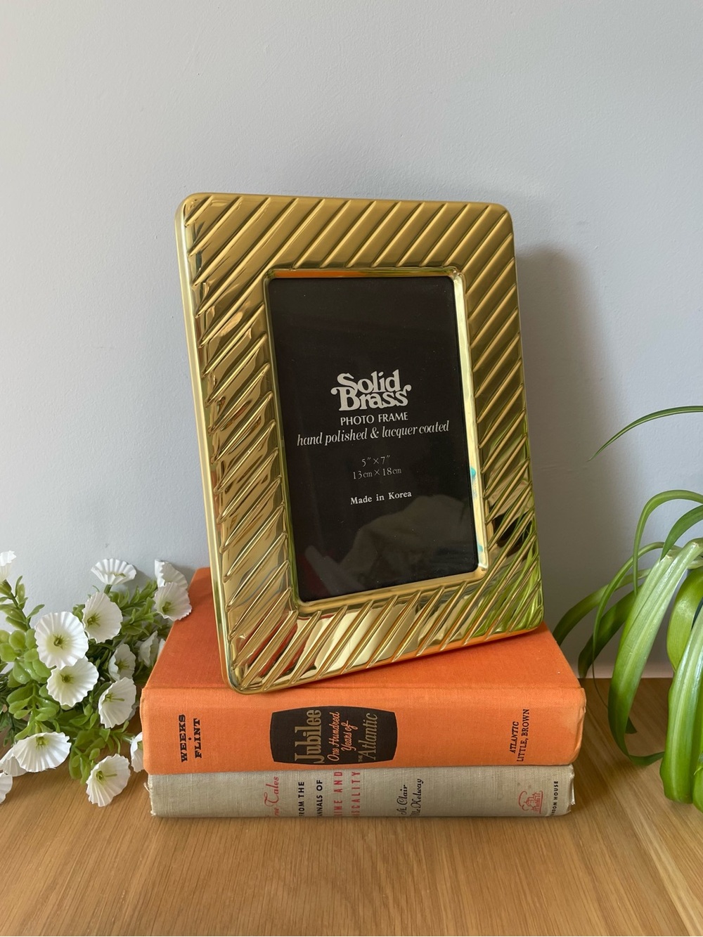 Vintage Solid Brass 5x7 Picture Frame Hidden Photo Album Compartment Korea